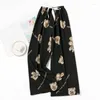 Women's Pants Spring And Summer Cotton Silk Pajamas Thin Comfortable Loose Large Wide Leg Artificial