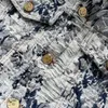 Xinxinbuy 남자 디자이너 코트 재킷 꽃 눈 자마드 편지 인쇄 긴 소매 여자 화이트 카키 블랙 블루 S-2xl