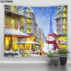 Tapestries Imitation Window Landscape Tapestry Wall Hanging Park Flower Tree Ocean Printing Art Home Decor Christmas Wall Tapestry 231201