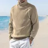 Men's Sweaters Men Long Sleeve Top High Collar Neck Protection Pullover Sweatshirt With Elastic Cuff Soft Texture Striped Detail For Fall