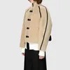 女性のニットVII 2023ブランドLC冬の服は両側のペレットフリースを肥厚しました革のジャケットオーバーコートを着る