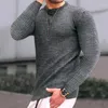 Herren T-Shirts Mode Casual Langarm Slim Fit Basic Strickpullover Pullover Männlich Rundkragen Herbst Winter Tops Baumwoll-T-Shirt