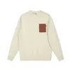 Erkek Sweaters 2023 Ürünlü Baskı Niş Deri Etiket Dekorasyon Cep Mektubu Sıcak Damgalama Kazak Örgü Sweater