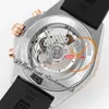 BLS Chronomat B01 ETA A7750 Automatyczne chronograf męskie Watch 42 Dwucie Rose Gold Silver Dial Czarna guma IB0134101G1A1 Super Edition RELOJ HOMBRE Puretime I9