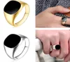 Mężczyźni Vintage Pierścień Złote Srebrne Prążki Enami Black Emalia Punk Classic Black Drip Imitacja Czarne Kamienie Męskie Enami Ring6779708