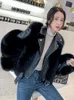 Cappotto corto caldo da donna in pelliccia finta con giacca in pelle di montone per moto da donna di lusso invernale da moto 231201
