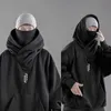 Mens Hoodies Sweatshirts QWEEK Hooded Gothic Harajuku Pullover Hiphop Black Hoodie Oversize BF Style Dark Turtleneck Casual Punk Clothes Cool 231201