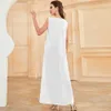 Ethnic Clothing Muslim Woman Kimono Off White Abaya Chiffon Clothes In Matching Set 2 Piece Khimar Islamic Maxi Dresses Kaftan Ramadan Dress 231201