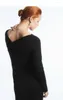 Women's T Shirts 2023 Fall Ladies Slim Fit Black Asymmetrical One Shoulder Stacking Top