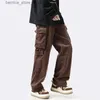 Pantaloni da uomo HOUZHOU Pantaloni cargo vintage da uomo Pantaloni cargo neri retrò Tasche maschili Allentato Casual Oversize giapponese Streetwear Hip Hop Q231201