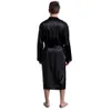 Robes masculinos preto solto lazer masculino rayon cetim robe vestido sólido quimono roupão casual pijamas pijamas s m l xl xxl tbg0610 231130