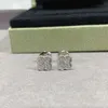 Pendientes de trébol de lujo Mini Pendientes de diamantes con césped de cuatro hojas para mujeres Frash versátil de oro rosa grueso de 18 quilates