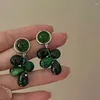 Boucles d'oreilles pendantes Vintage en forme de raisin vert pour femmes, Simple, luxe, pendentif en cristal coloré, Clip, bijoux de tempérament, cadeaux