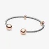 100 ٪ 925 Sterling Silver Rose Gold Moments Snake Chain Style Open Bangle Fashion Consigning Jewelry Aceessories Making For291y