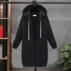 Women's Hoodies Women Coat Solid Color Stylish Long Hooded Sweatshirt With Pockets Zipper Placket Fashion For Fall