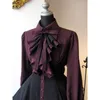 Costume a tema 2023 Autunno elegante Lolita nero gotico abiti da donna di grandi dimensioni colletto con fiocco pieghettato pizzo Goth abito vintage chic Jurken 231201