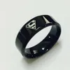 Alliance de logo noir superman S en carbure de tungstène large 8mm 7g pour hommes femmes de haute qualité USA 7-14251b