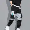 Męskie spodnie mężczyźni sznurka zwykła wstążka kieszonkowa kieszonkowa joggery Hip Hop Joggers trening dresowy spodnie spodnie uliczne 231201