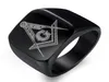 Cluster Rings Hip Hop Masonic Titanium Ring Men Mason Square Flat Alliance Anniversary Wedding Band för Male Black Gold Colour4189613