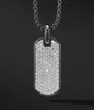 Kedjor Pave CZ Army Tag Pendant Men Necklace Fashion Rostfritt stål Box Chain Ncklace för Jewerly Gift3062256