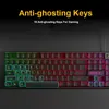 Tangentbordsspel Tangentbord ryska en tangentbord RGB Backlight Keyboard 104 Keys USB Wired Gamer Keyboard för surfplatta Desktop 231130