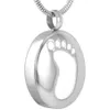 IJD9179 Edelstahl Baby Fußabdrücke Runder Einäscherungs-Gedenkanhänger für Asche Urne Souvenir Andenken Halskette Jewelry1188A
