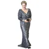Glitter Sequined Mother Of The Bride Dresses V-Neck Long Sleeves Elegant Women Formal Occasion Gowns Long Wedding Guest Dress Plus Size Mermaid Prom Wear 2024