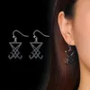 dangle dangle earrings of Lucifer Satan Cross for women men Jewelry黒いステンレス鋼の耳の贈り物