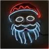 Party Masks Neon Led Lighting Father Christmas Mask Santa Claus Cosplay El Flashing Kriss Kringle For Drop Delivery Home Garden Fest Dhk9L