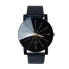 Armbanduhren Nr. 2 Elegante Quarz-Ledergürtel-Paaruhr Damenuhren Montre de Einfache Herren-Analoguhren weiblich