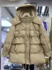 Women's Fur Faux Winter White Duck Down Coat 2023 Casual Solid Hooded Zipper Parka Puffer Jacket 231201