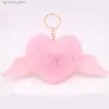 Catene Cangersi ali del cuore Love Hair Ball Keechain Penderant Plush Bag Girl Ornaments Car Spect Gift Llaveros Mujer Keemain R231201