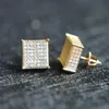 2020 Boucles d'oreilles StudMens Big Bling Ear Jewelry 3 Colors Vis Back Micro Pave CZ Oreille pour hommes1311y