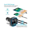 Bluetooth Car Kit 5.0 Adaptador Transmissor FM Rádio Sem Fio Music Player Carros Kits Círculo Azul Luz Ambiente Dupla Portas USB Carregador Ha Oti8L