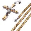 Kedjor smycken mäns byzantinska guld och silver rostfritt stål Kristus Jesus kors hänge halsband kedja mode cool274m