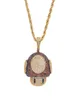 Wholehip Hop Mushroom Pendant CZ Stones Necklace Men Gift Jewelry CN0592863208付きMicro Pave