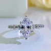 Choucong marka pierścionków ślubnych szlachetna biżuteria czysta 100% 925 srebrna markiz srebrny cięcie naturalny moissanite diamentowy szlachetki impreza wieczna Kobiety Zestaw zaręczynowy Zestaw zaręczynowy