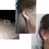 Dangle Earrings FJ Women 585 White Rose Gold Color One Cubic Zircon Stick