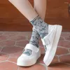 Chaussettes femme Lolita Kawaii rétro mode dentelle Vintage élégant Harajuku ethnique mignon broderie japonaise