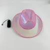 Gierig Rand Hoeden Collectie Parelmoer Cowboyhoed Dance Party Versieren Gloeiende Cowgirl Cap Voor Neon Nachtclub 231201