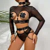 Sexy kostuum JSY sexy porno body vrouwen ondergoed zwart kanten bodysuit uitgehold riem bondage teddybeer erotische lingerie porno kostuums