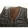 Gilets pour hommes 2023 Hommes Automne Hiver Mode Zipper Vestes sans manches Mâle Casual Véritable Gilet en cuir épais Polaire Gilet Manteaux D353 231201