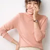 Kadın Sweaters Moda Yüksek Yakalı Düz ​​Renk İnce Uygun Kazık Alt Gömlek Kadınlar için Kore tarzı Kazak Sonbahar ve Kış
