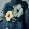 Kobiety damskie 4xlcandy vintage dzianiny swetry kobiety Top Jesień i Witnter Elegancki zaawansowany luźne luźne 2023 3D Flower Pullover Ubranie