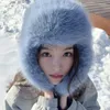 Berets Fluffy Fur Bomber Hats For Women Winter Warm Thicken Ear Protection Bonnet Windproof Flap Plush Ski Caps Russian Ushanka Cap