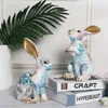 Decorative Objects Figurines Room decoration furnishings rabbit resin Figurine Ornament birthday gift po party decoration animal statue 231130