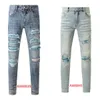 paars merk jeans ontwerper Heren jeans geborduurde jeans Amerikaanse high street blauwe jeans blauw gescheurd verweerd Amerikaans gele verf verweerd