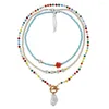 Choker Boho Colorful Crystal Pärlad halsband Kvinnor Barock Pearl Pendant Koreansk stil Handgjorda brev ros smycken