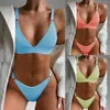 Maillots de bain pour femmes Bikini Set pour 2023 Été Deux pièces Couleur unie a une texture Femmes Maillot de bain Beach Maillot de bain