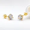 Stud 2 Carat D Color Moissanite Diamond Earrings Yellow Gold 925 Sterling Silver For Women Girls FashionStud Effi22295S